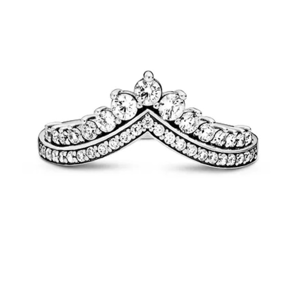 Pandora Cubic Zirconia Timeless Princess Wishbone Ring - Picture 1 of 2
